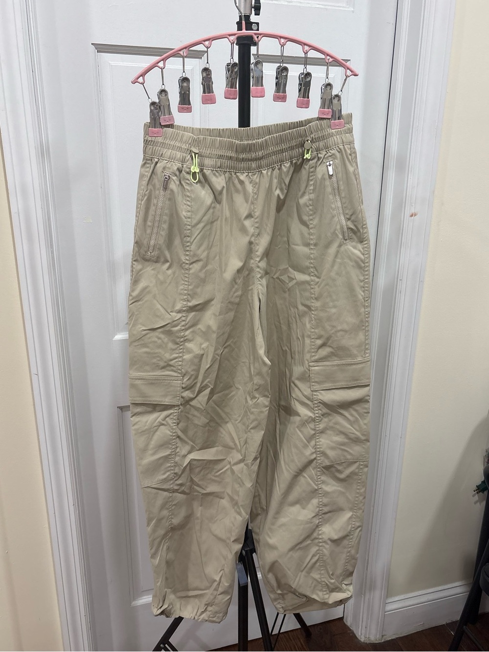 Athleta Tan Nylon Barrel Leg Pants